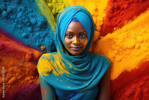 Frau mit farbigem Hintergrund