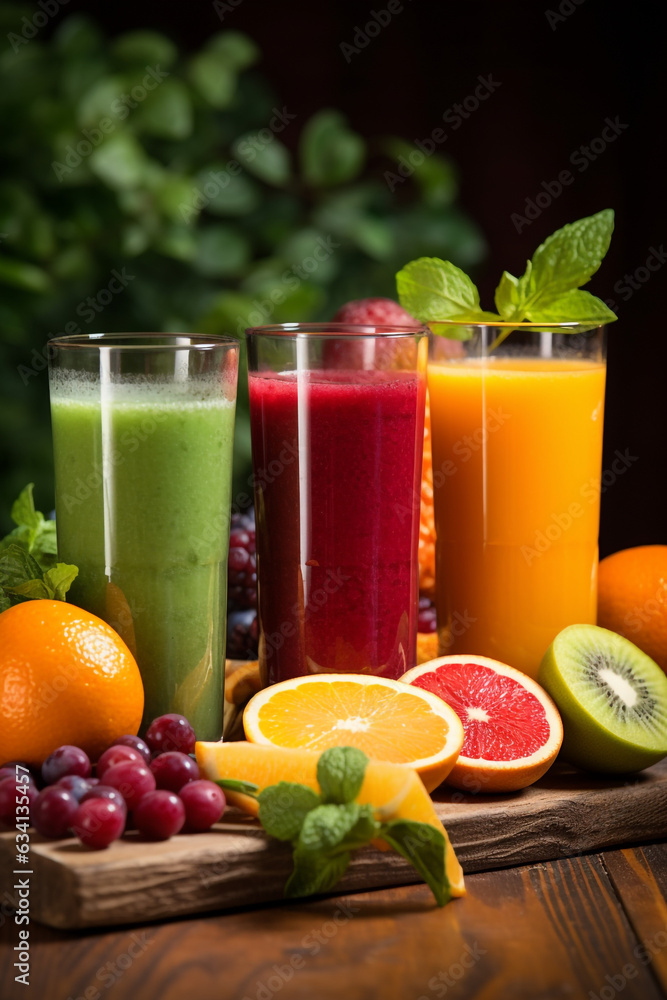 Shots of fresh juices , different fruits and colors, natural energizing Immune-boosting with healthy vitamins and nutrients. Detox concept. High quality photo Shots of fresh juices , different fruits and colors, natural energizing Immune-boosting with healthy vitamins and nutrients. Detox concept. High quality photo