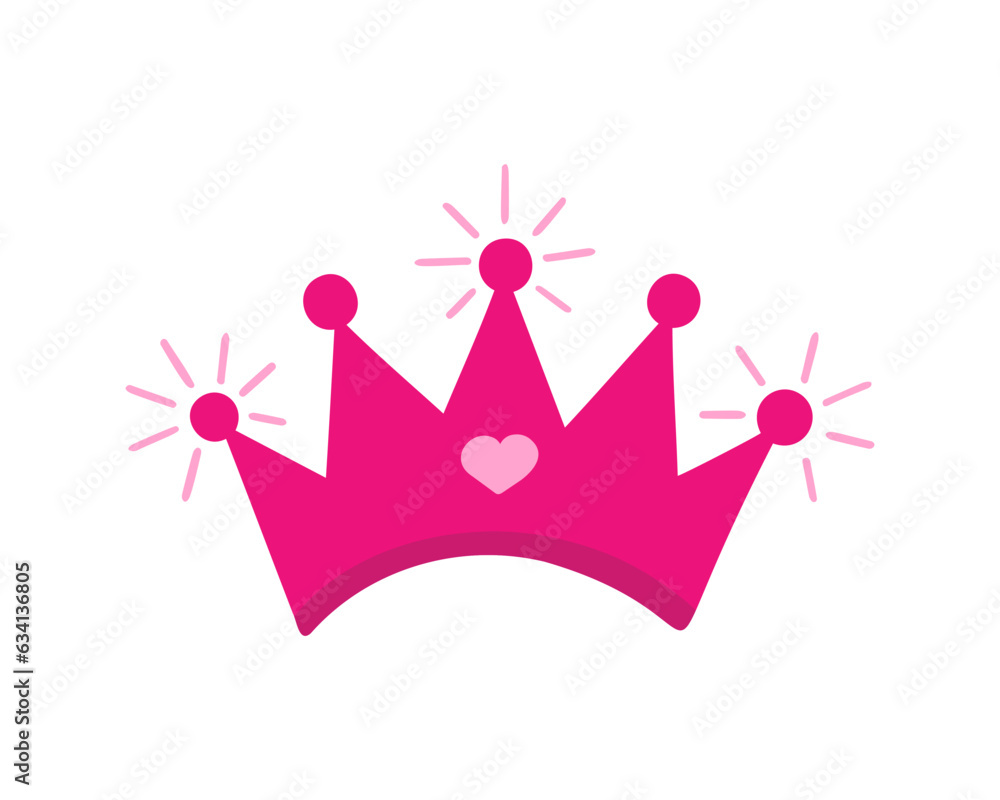 doll crown with heart. Vector Illustration for printing, backgrounds, covers and packaging. Image can be used for greeting cards, posters, stickers and textile. Isolated on white background.