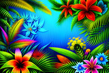 wallpaper art , illustration of  plants,  jungle, blossoms, leaves, flowers, colorful background - generative ai