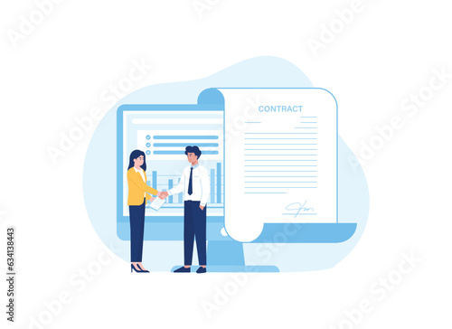 business contract cooperation concept flat illustration