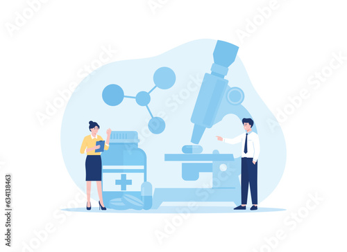 scientists test drugs concept flat illustration