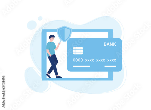 maintain the security of the mobile bank concept flat illustration