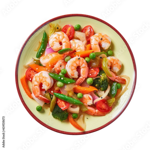 Healthy style mixed vegetables and shrimp stir fry