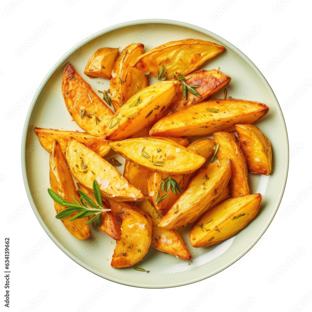 Fried potato wedges on a transparent background Fried potato wedges on a transparent background