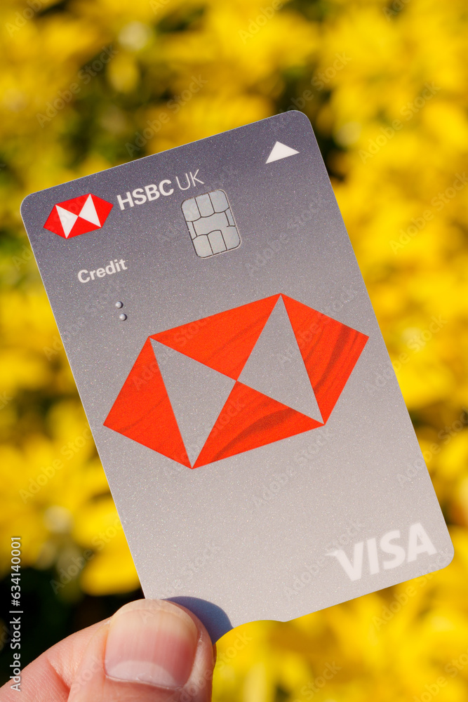 New HSBC UK VISA credit card. The new 2023 look of a bank card, with