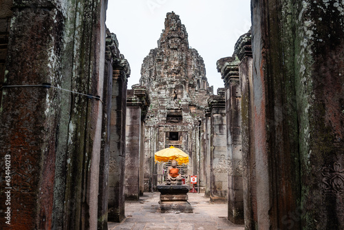 views of bayon temple in agkor wat complex, cambodia photo