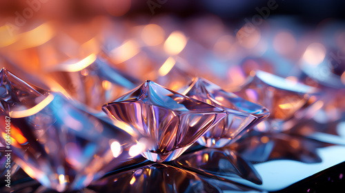 Festive colorful background with sparkles , crystals and bokeh.  AI