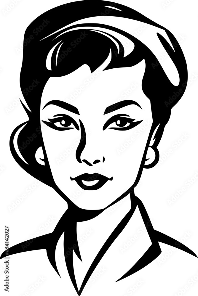 Nurse - Black and White Isolated Icon - Vector illustration Nurse - Black and White Isolated Icon - Vector illustration