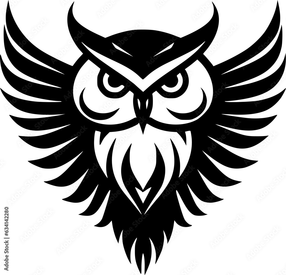 Owl - Black and White Isolated Icon - Vector illustration Owl - Black and White Isolated Icon - Vector illustration