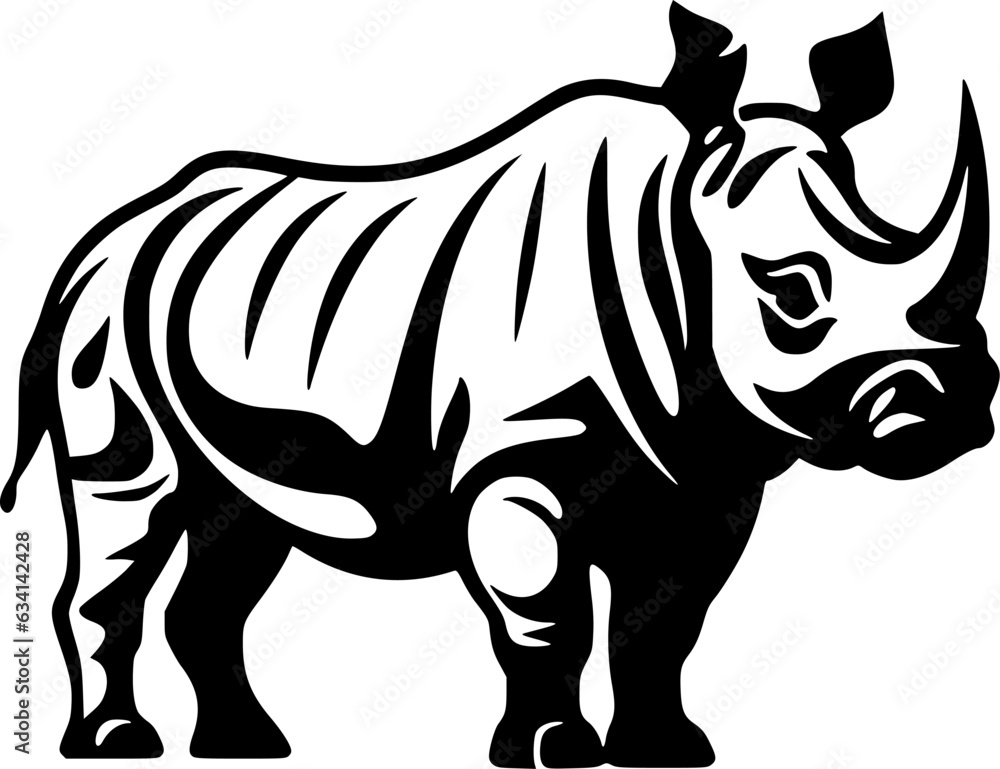 Rhinoceros | Black and White Vector illustration