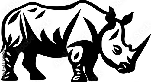 Rhinoceros | Black and White Vector illustration