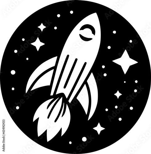 Rocket | Black and White Vector illustration