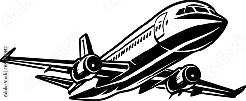 Plane | Black and White Vector illustration
