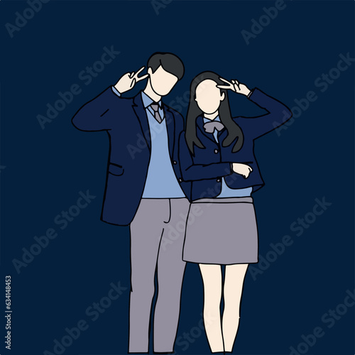 korean couple drama vector illustration