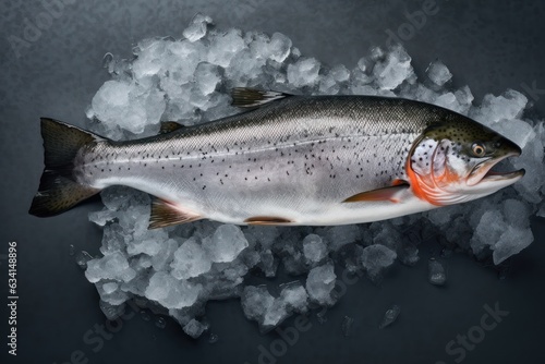 Fresh salmon on dark stone background