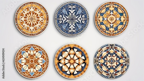 Set of round detail of ancient mosaic walls