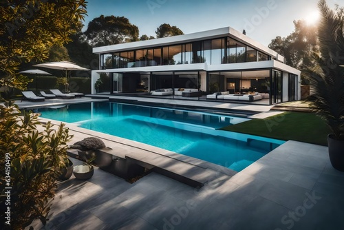 view of the house with luxury pool generated by AI tool © Muhammad