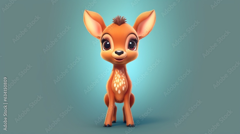 Fototapeta premium cute deer clipart t-shirt design solid background.Generative AI