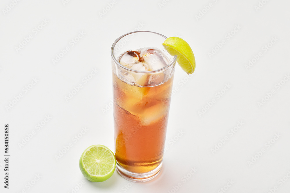 Iced Tea glass isolated on white background, refreshing drink Iced Tea glass isolated on white background, refreshing drink