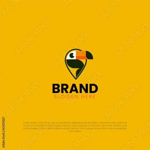 Bird Toucan Pin Location Modern Logo 