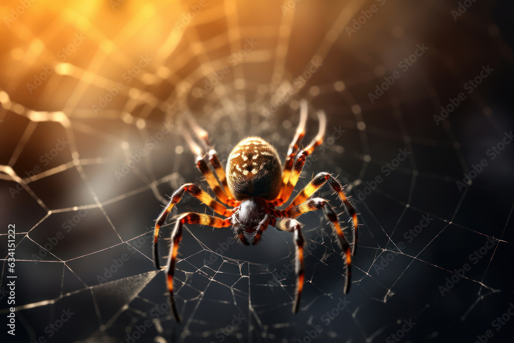 Spider sitting in a spider web, macro photo Spider sitting in a spider web, macro photo