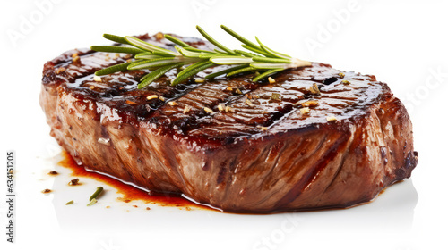 Illustration from grilled beef steak with rosemaryisolated on white AI Generated