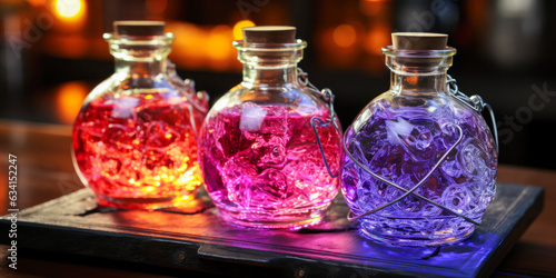 Halloween potion bottles, interior home decor, tabletop display, seasonal decorations
