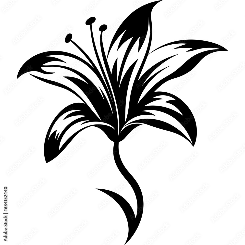 Lily flower logo black silhouette Lily flower logo black silhouette