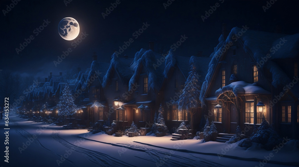 Enchanted Eve: Hyperrealistic Winter Village Awakens for Christmas Festival