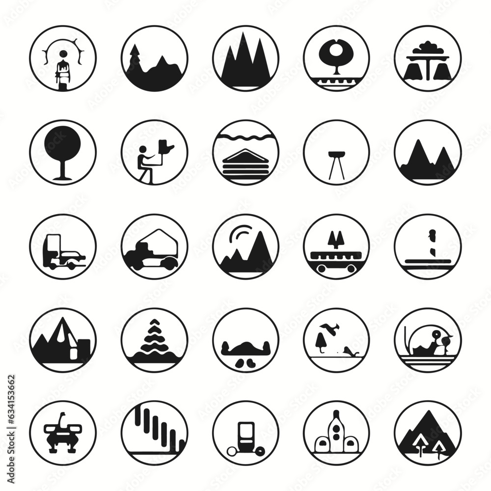 Minimalist flat vector beautiful set of tourism icons and silhouettes ...