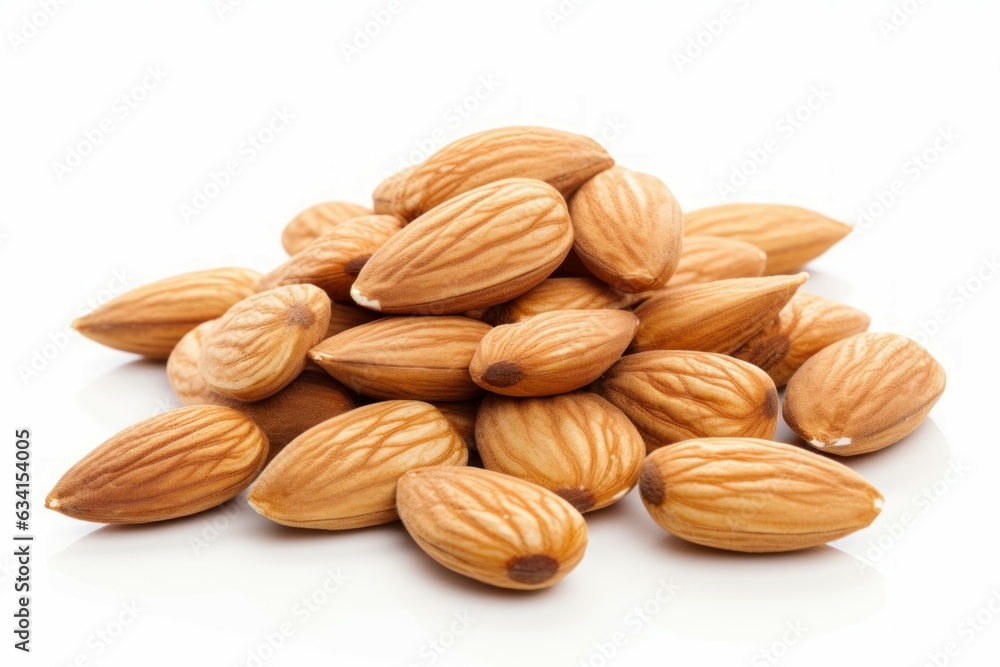 Almond nuts on white. Generate Ai Almond nuts on white. Generate Ai