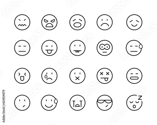 smiley face line icons set editable stroke different emotions feeling Smile Icon isolated on white , smiley icons Happy, neutral and sad emoji icon