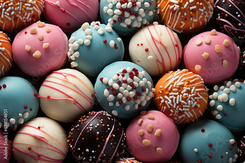 Pastry sugar balls background