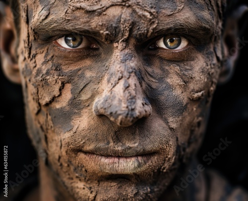 Soldier Camouflage Face Close Up