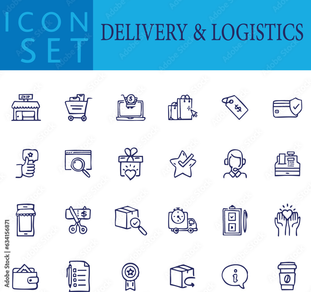 Thin line icons set of shipping and delivery. Outline symbol collection. Editable vector stroke
