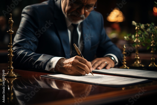 man signing the documents in business office