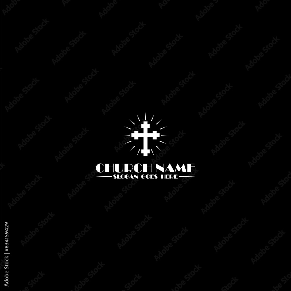 Church logo design template icon isolated on dark background