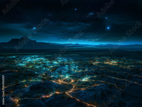 neon mirage  digital desert under starry lights  abstract background  generative ai