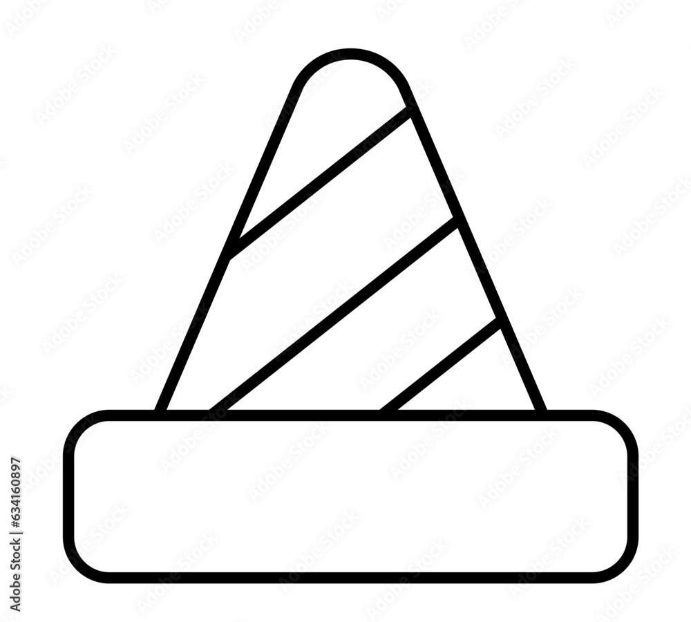 Vector black and white cone. Construction site passage prohibiting sign. Line stripy barrier. Road works zone icon. Stop sign coloring page isolated on white Vector black and white cone. Construction site passage prohibiting sign. Line stripy barrier. Road works zone icon. Stop sign coloring page isolated on white