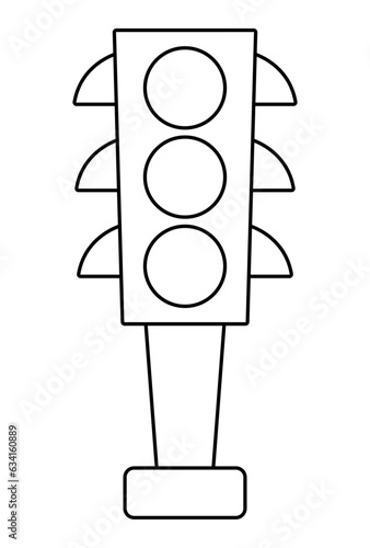 Vector black and white traffic lights icon. Road street sign line clipart. Cute highway stop light signal or coloring page isolated on white background.