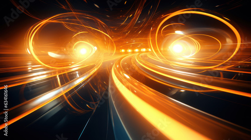 Modern technology background with orange high-speed lights