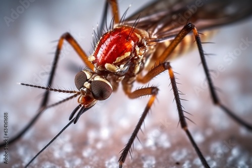 Macro shot of a mosquito on the ground in the nature. © vachom