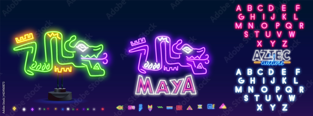 Neon symbol of Wales. Beautiful dragon head neon sign. Chinese mythology, culture, fantasy design. Night bright neon sign, colorful billboard, light banner. Vector illustration in neon style.