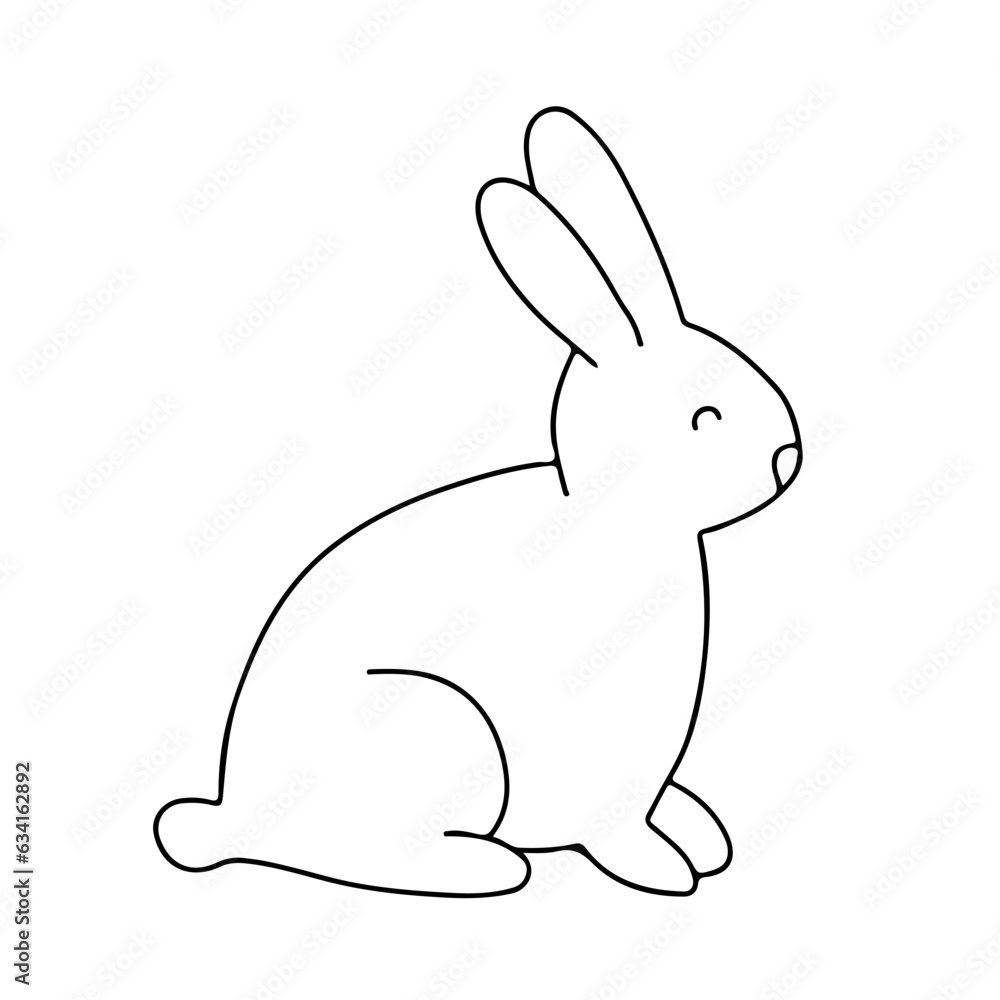 Obraz premium Easter bunny doodle spring cute design element. Spring easter traditional egg coloring page design