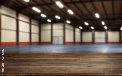 Wallpaper Mural wooden display table in shed box stock Torontodigital.ca