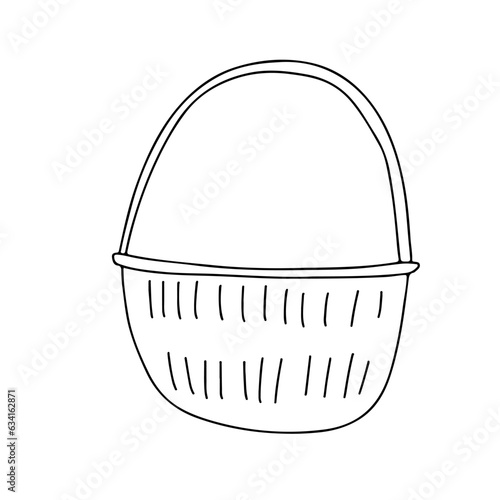 Easter basket doodle spring cute design element. Spring easter traditional egg coloring page design