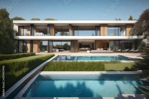a front view of a beautiful contemporary house - AI Generative © Being Imaginative