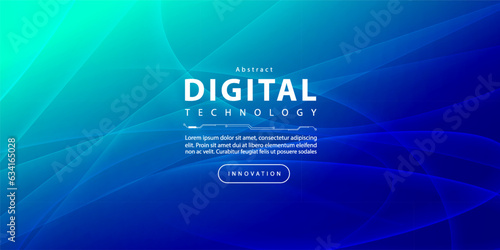 Digital technology banner green blue background concept, cyber technology circuit, abstract tech, innovation future data, internet network, Ai big data, futuristic wifi connection illustration concept
