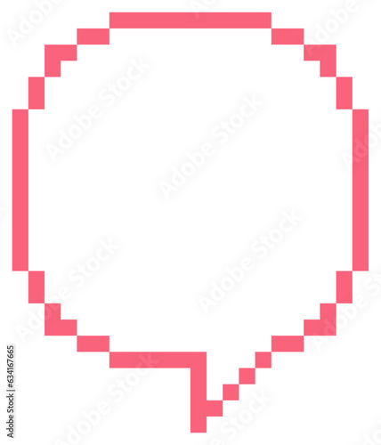 8bit retro game pixel speech bubble balloon pink color icon sticker memo keyword planner text box banner, flat png transparent element design